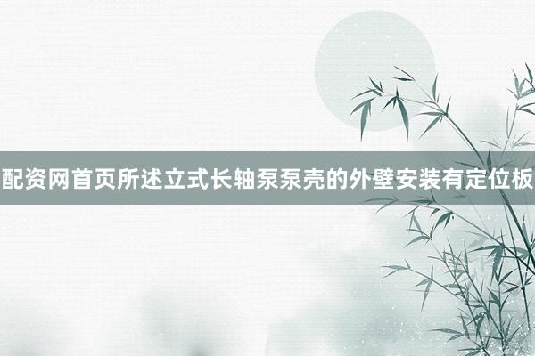 配资网首页所述立式长轴泵泵壳的外壁安装有定位板