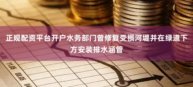 正规配资平台开户水务部门曾修复受损河堤并在绿道下方安装排水涵管