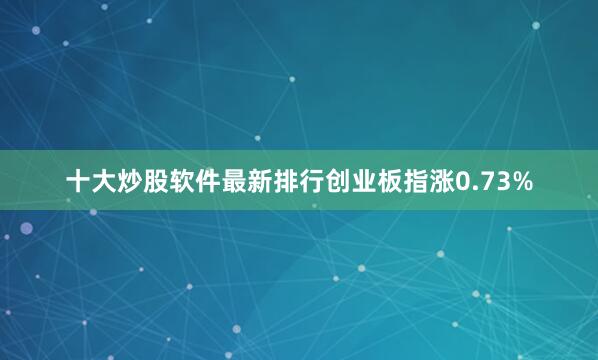 十大炒股软件最新排行创业板指涨0.73%